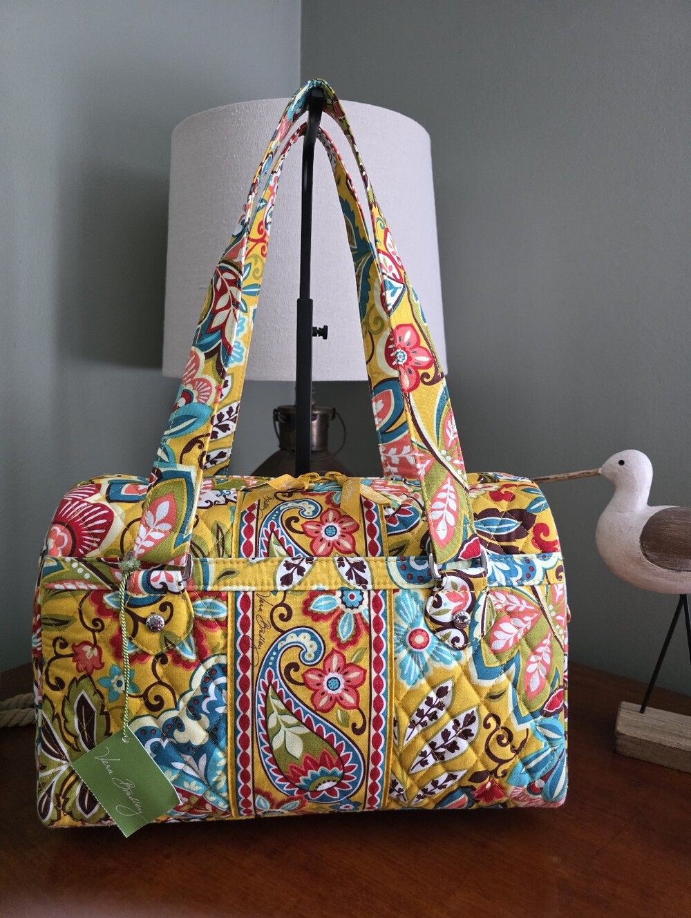 Vera Bradley Caroline Satchel Provencal Yellow Quilted Cotton Handbag NWT